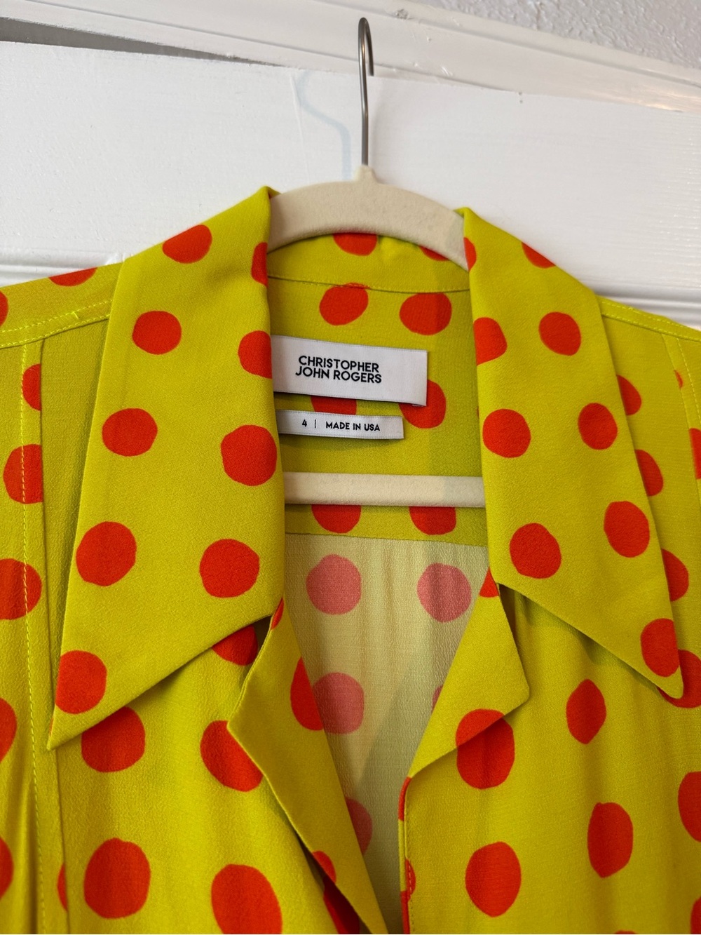 Christopher John Rogers Lime Maxi Dress with Red Polka Dots - Picture 2 of 5